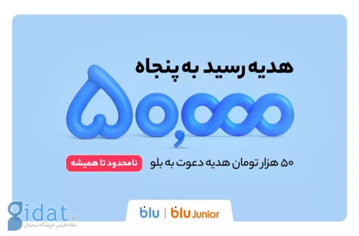 هدیه دعوت از دوستان به آبی و آبی جونیور ۵۰ هزار تومان بود