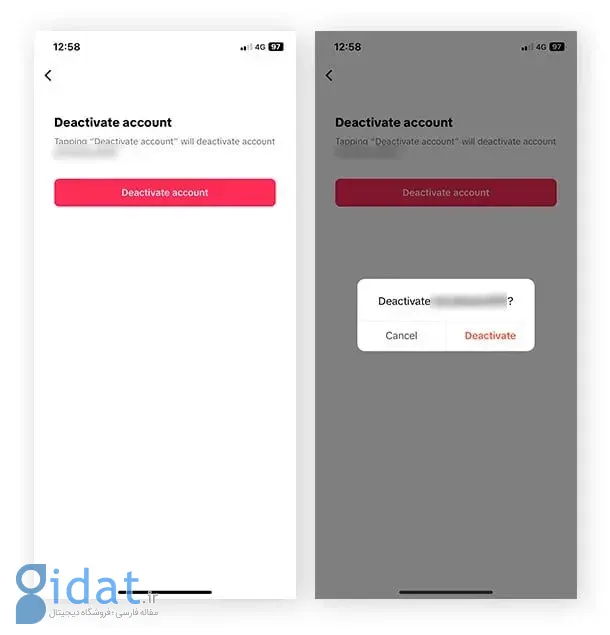 آموزش مرحله به مرحله حذف دائمی یا موقت اکانت تیک تاک