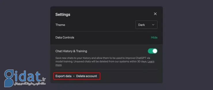 حذف تاریخچه ChatGPT