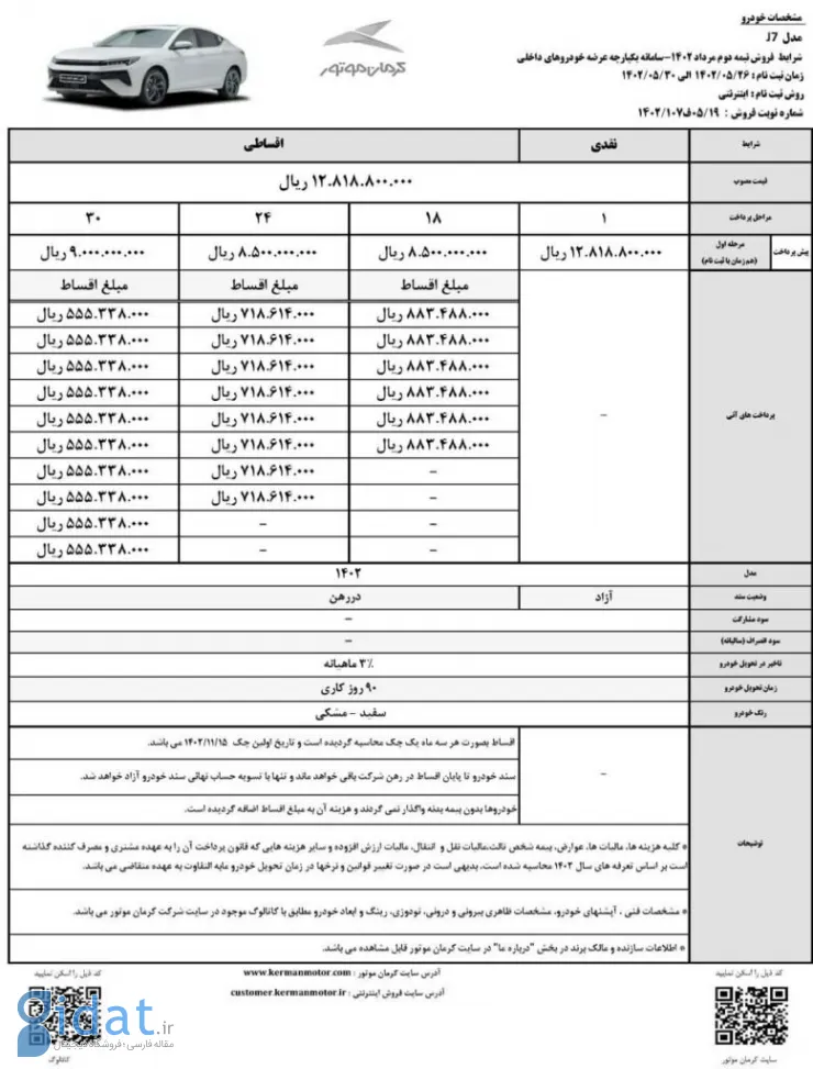 فروش اقساطی جک J7