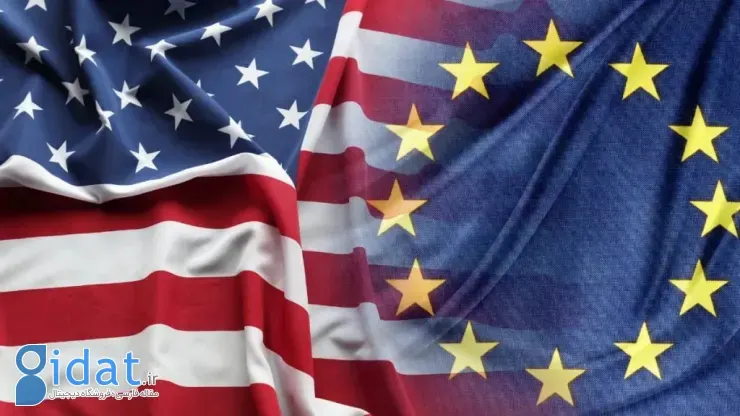پرچم آمریکا و اتحادیه اروپا