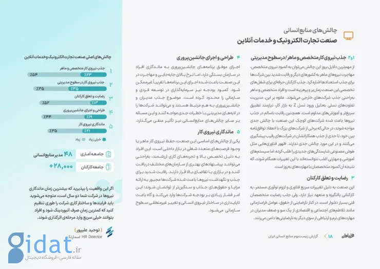 چالش‌های اصلی منابع انسانی در صنعت تجارت الکترونیک و خدمات آنلاین