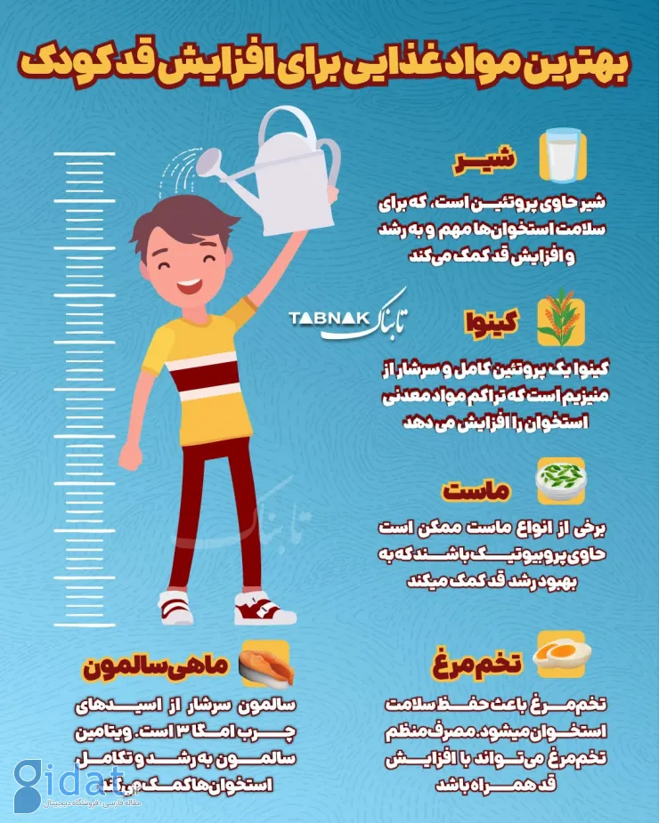 بهترین غذاها برای افزایش قد کودک