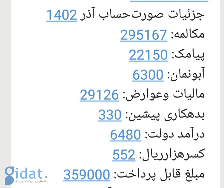 عکسی از یک قبض تلفن که برایتان قابل هضم نیست