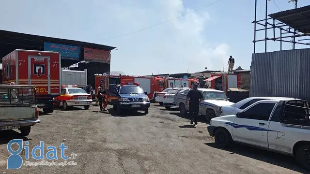 آتش سوزی در انباری در بزرگراه بابایی