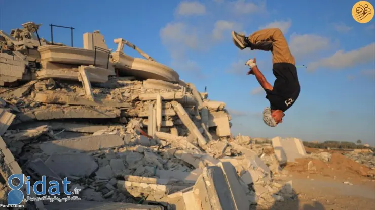 پارکور و پرش‌های آکروباتیک در میان ویرانه‌های غزه