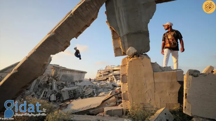 پارکور و پرش‌های آکروباتیک در میان ویرانه‌های غزه