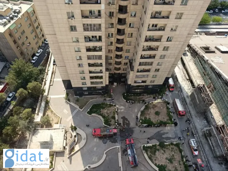 تصاویری از آتش سوزی شدید در طبقه شانزدهم آپارتمان مرودشت