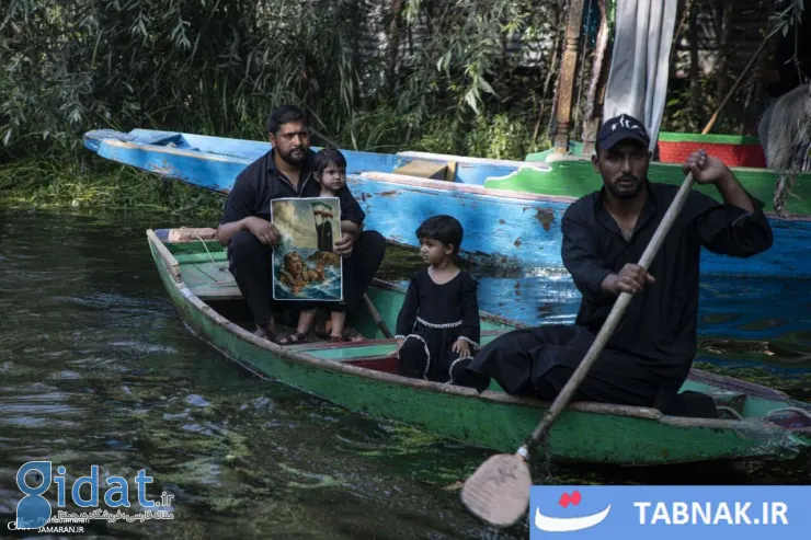 تصاویری از عزاداری سنتی کشمیری ها روی قایق