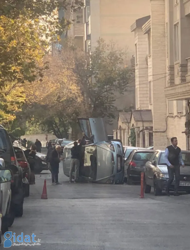 واژگونی عجیب خودرو در خیابان جردن تهران