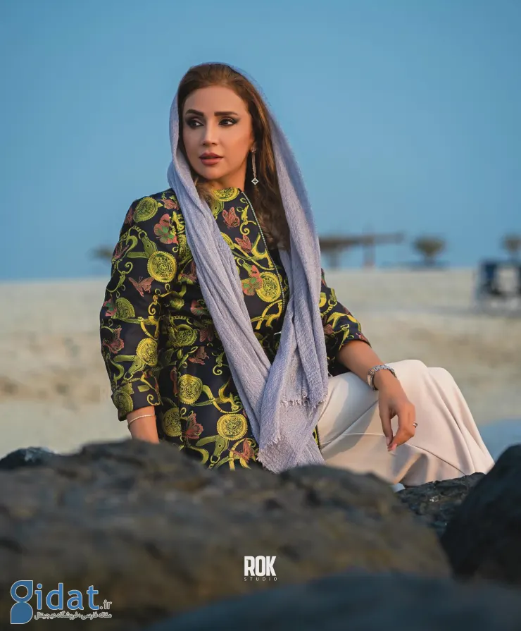 تیپ خاص خانم بازیگر تلویزیون در ساحل دبی