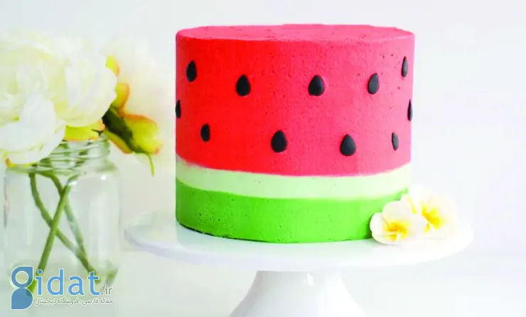 طرز تهیه کیک هندوانه بدون فر برای شب یلدا