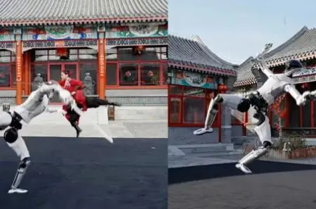 شمشیری در دست یک ربات انسان نما؛ ترکیبی از سنت و فناوری در نمایشی از مهارت های رزمی