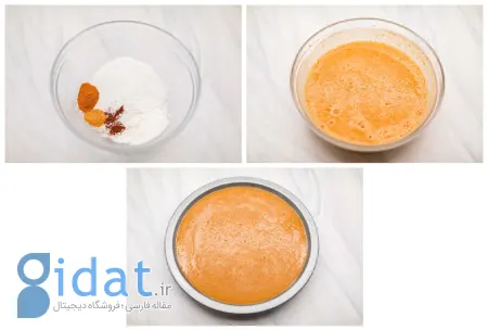 مراحل پخت پای کدوحلوایی بدون خمیر