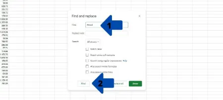 جستجو در گوگل شیت , گوگل شیت , انجام جستجو با ابزار داخلی Find and Replace