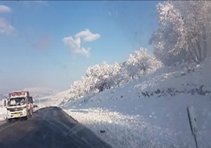 جاده برفی محور دشت برم در کازرون فیلم