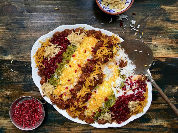 طرز تهیه مرصع پلو مجلسی با مرغ یا گوشت