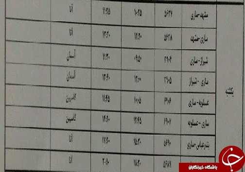 پرواز های یکشنبه ۱۸ اسفندماه فرودگاه های مازندران