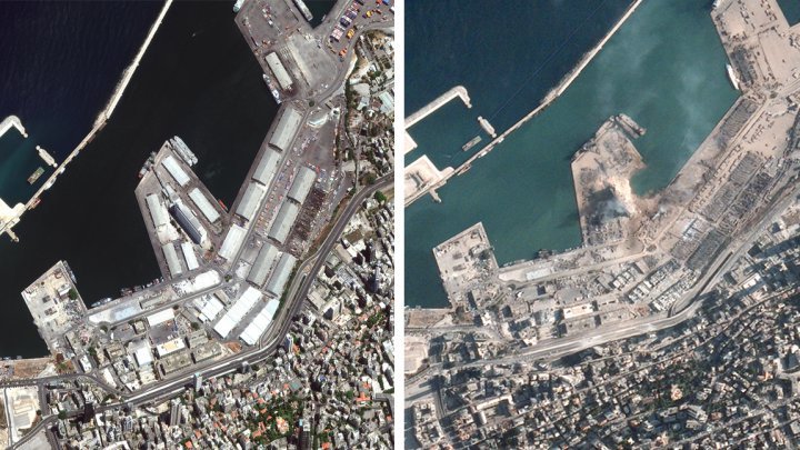 تصاویر یک شرکت ارتباطات ماهواره ای از فاجعه انفجار بیروت