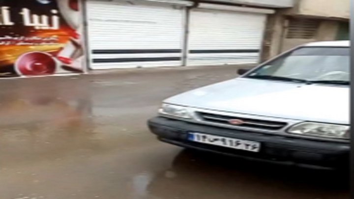 آبگرفتگی خیابان پس از بارندگی در شهر شیروان فیلم