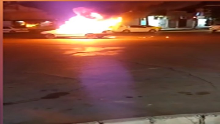 فیلمی از آتش سوزی خودروی پراید در جیرفت