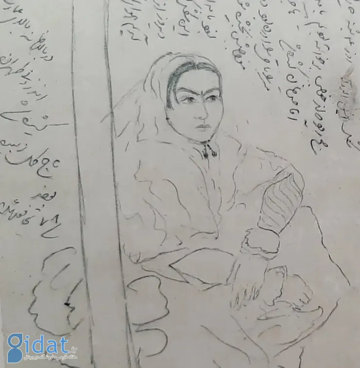 نقاشی جالب ناصرالدین شاه از یکی از زنان حرمسرا