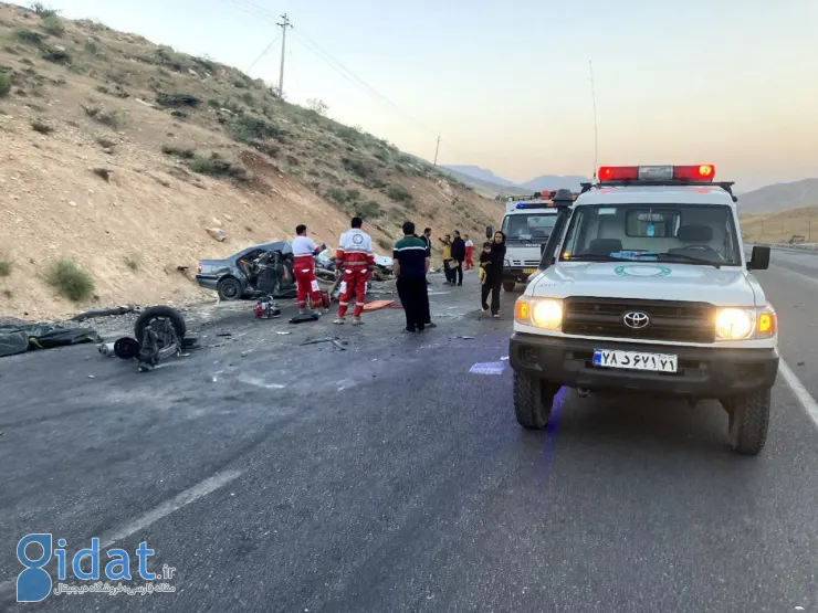 تصاویری دردناک از مچاله شدن خودروها در تصادف مرگبار جاده‌ای