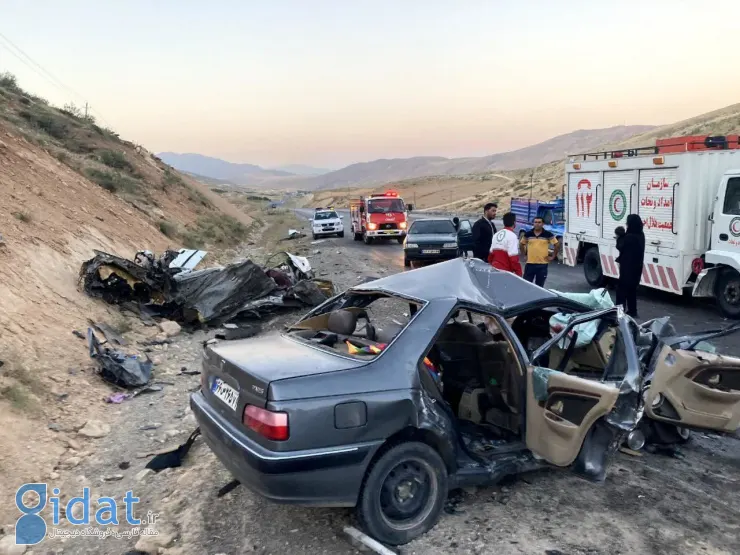 تصاویری دردناک از مچاله شدن خودروها در تصادف مرگبار جاده‌ای