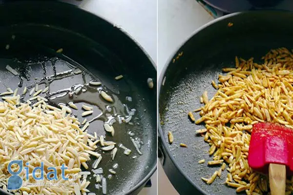 Roasting-almond-slices-and-pistachio-slices