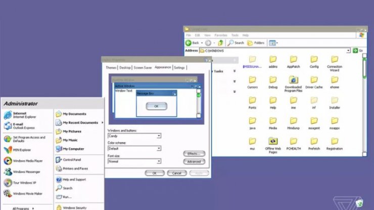 مایکروسافت یک تم ویندوز XP را با الهام از Mac OS X Aqua توسعه داده بود