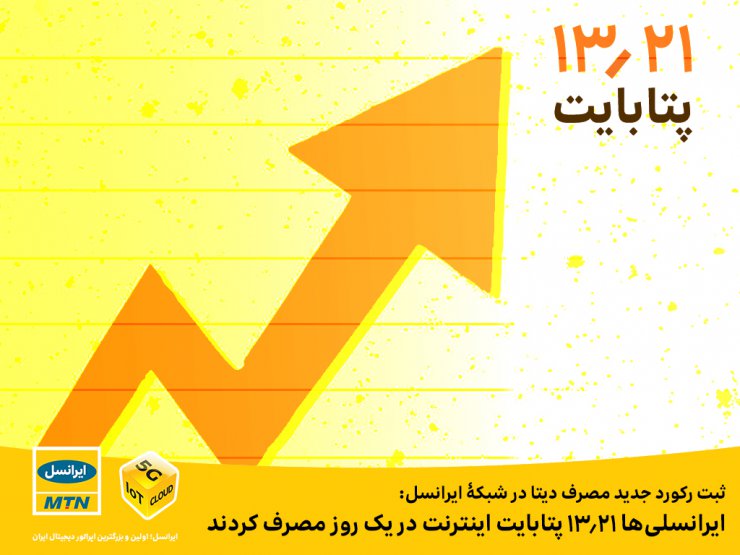 مصرف دیتای ایرانسلی ها رکورد زد؛ ۱۳ پتابایت تنها در یک روز