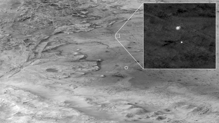 مدارگرد شناسایی مریخ ناسا تصویر جدیدی از فرود مریخ نورد استقامت به زمین مخابره کرد