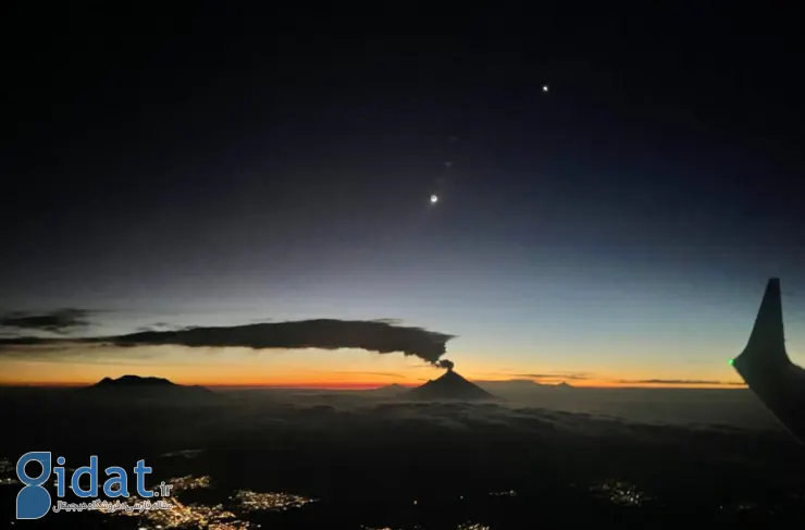 تصویر روز ناسا: زهره، ماه و آتشفشان