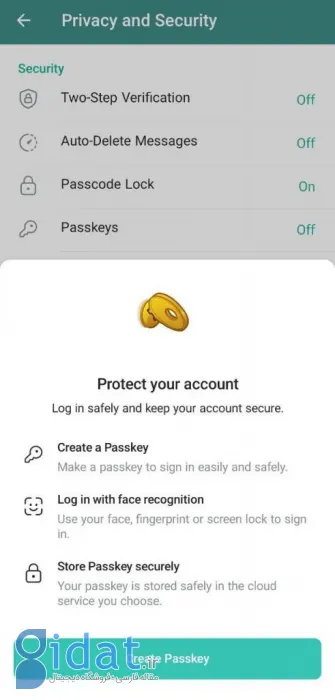 فعالسازی تلگرام Passkeys