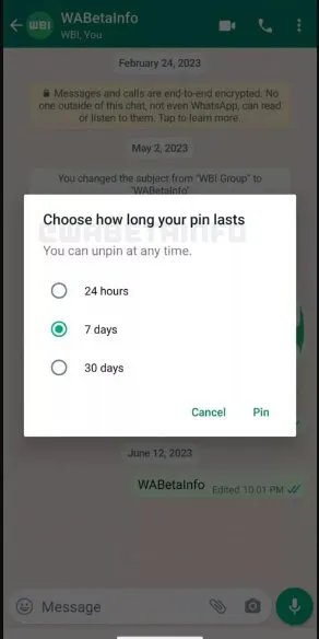 ایده جدید واتساپ برای پین کردن پیام‌ها