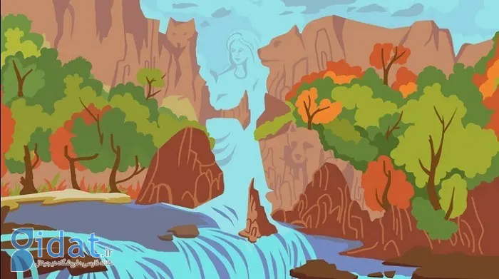 در 5 ثانیه چهره‌های پنهان در آبشار را پیدا کنید