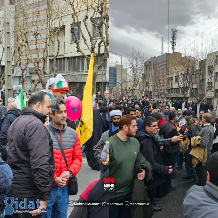 حضور یک چهره خبری تلویزیون در راهپیمایی دوازدهم بهمن