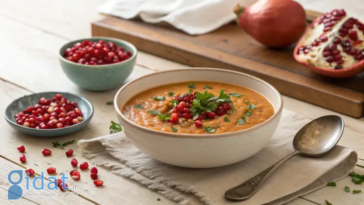 a-rustic-table-setting-with-a-bowl-of-lentil-soup-