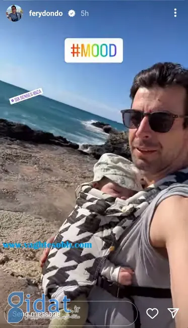 بچه داری جالب فریدون زندی در سواحل اسپانیا