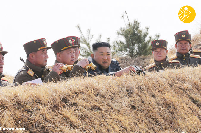 (تصاویر) کیم جونگ اون شاهد آتش بازی ارتش کره شمالی