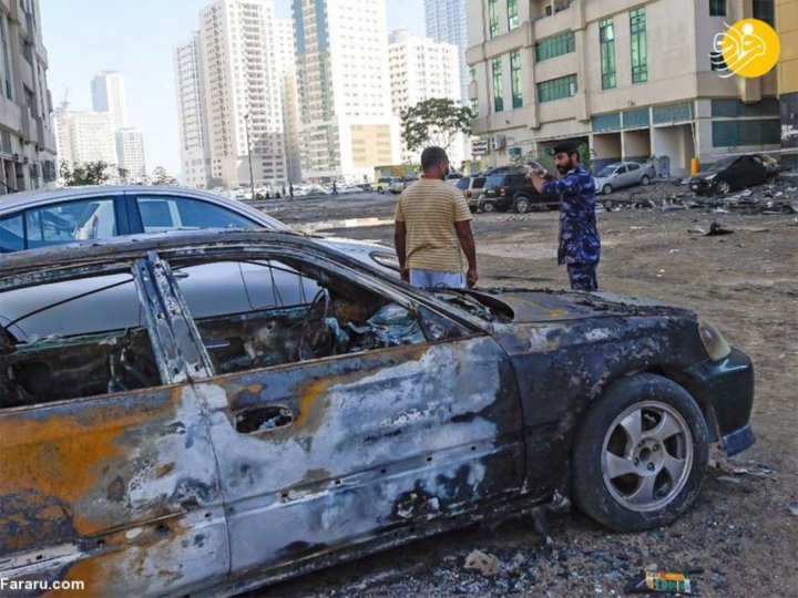 (تصاویر) برج مسکونی شارجه پس از آتش سوزی