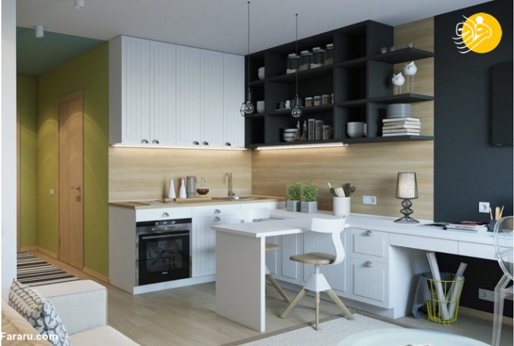 (تصاویر) ایده هایی خلاقانه برای طراحی و دکوراسیون یک آشپزخانه کوچک