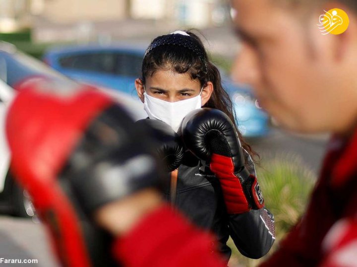 (تصاویر) تمرین دختران بوکسور غزه در خیابان