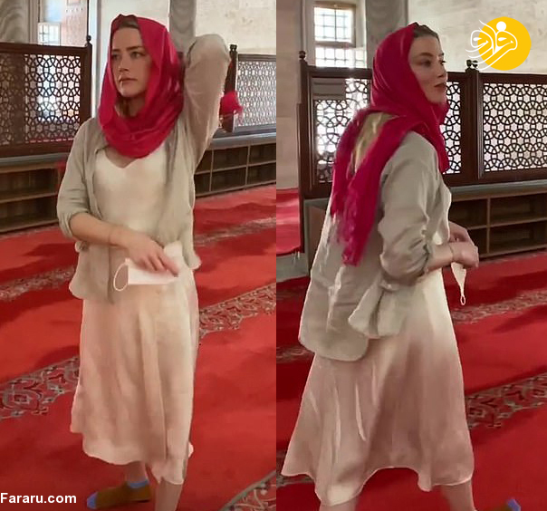(ویدئو) امبر هرد با حجاب به مسجد رفت