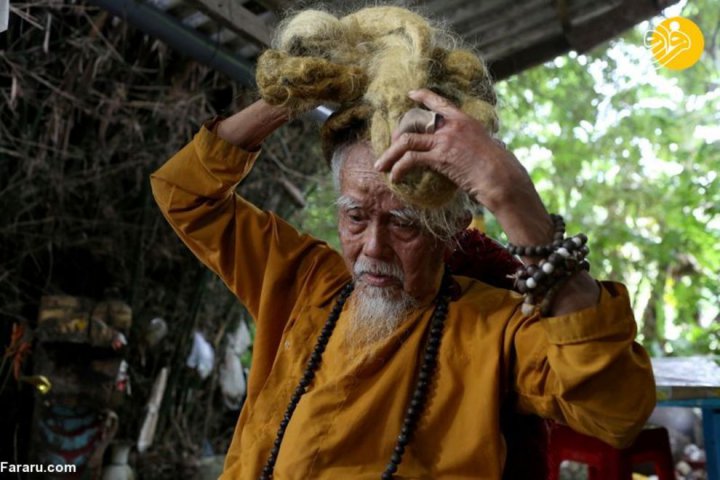 (تصاویر) پیرمرد ۹۲ ساله با موهای ۵ متری