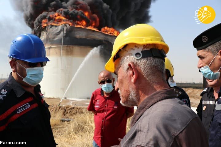 (تصاویر) آتش سوزی مهیب در مخزن نفت پالایشگاه قیاره