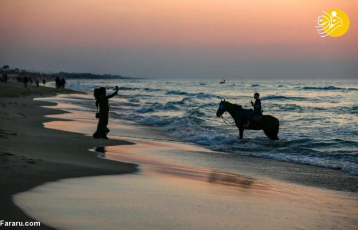 (تصاویر) ساحل غزه محلی برای آرامش فلسطینی ها
